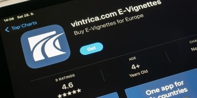 Mobilní aplikace Vintrica E-Vignettes pro nákup elektronického mýta pro evropské dálnice