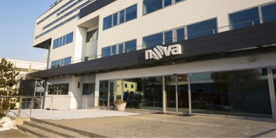 Budova s logem televizního vysílatele Nova