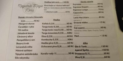 Nápojový lístek z Magistrátu magie