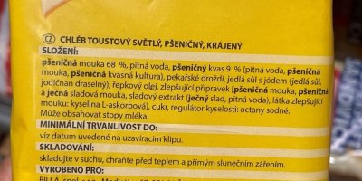 Složení toustového chleba