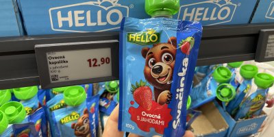Ovocná kapsička v supermarketu