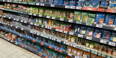 Ovocné kapsičky v supermarketu