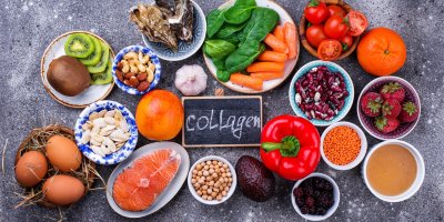 Nápis collagen a zdravé potraviny