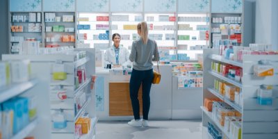 Žena nakupuje v lékárně 