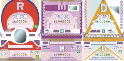 Dálniční známky za rok 2020