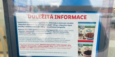 Informační cedule v prodejně Lidl v Uherském Hradišti