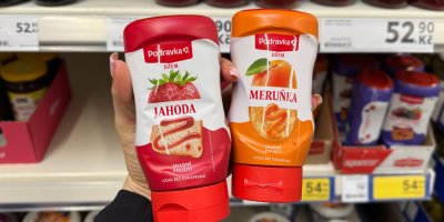 Džemy Podravka v balení squeeze v ruce