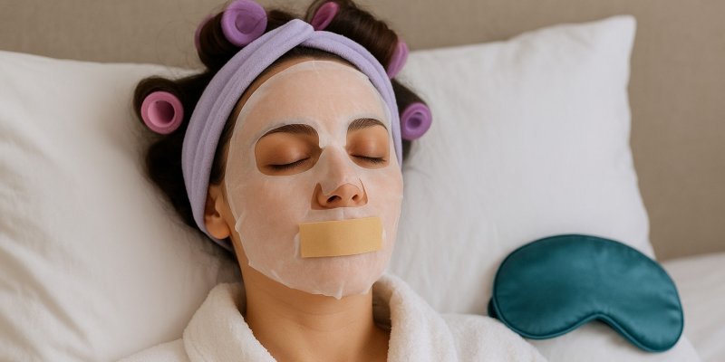 Spánek v natáčkách, maskách a pásce přes ústa. TikTok trend „morning shed“ rozděluje svět na dva tábory