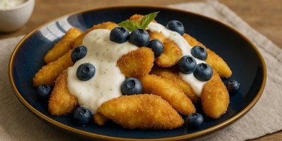 Smažené gnocchi s omáčkou a borůvkami