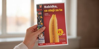 Ruka drží akční leták PENNY