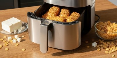 Kousky v kukuřičných lupíncích ve fritéze