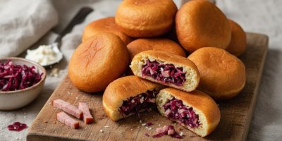 Slané koblihy s červeným zelím, uzeným a křenem: Podzimní delikatesa, která překvapí každého gurmána