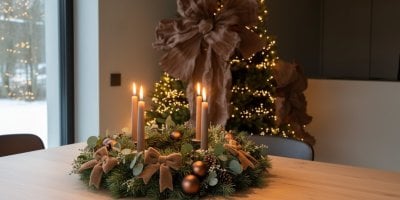 Adventní věnce 2025: Mocha Mousse a velké plyšové a papírové mašle v hlavní roli