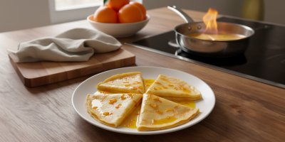 Připravte si doma slavné Crêpes Suzette inspirované Hell’s Kitchen s vůní karamelu a pomerančů a užijte si sladkou show