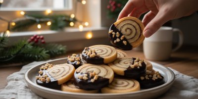 Křupavé vanilkové spirálky s bohatou vanilkovou chutí, sladkým cukrem a čokoládovou polevou