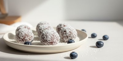 Borůvkové snídaňové kuličky v kokosu: Lehký ranní rituál, který připravíte za 10 minut