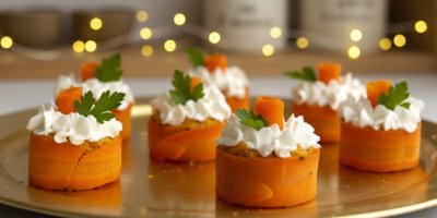 Mrkvovo-sýrové jednohubky. Zdravé jednohubky bez pečiva, které potěší chutí i vzhledem