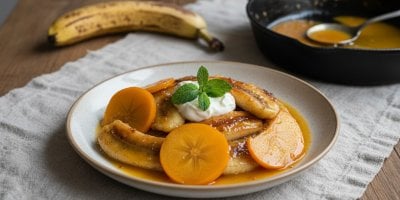 Přezrálé banány nevyhazujte: Flambované s kaki a zakysanou smetanou chutnají božsky