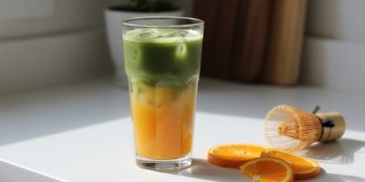 Iced Matcha Orange je nápoj, který musíte vyzkoušet. Plný energie, antioxidantů a chutná božsky