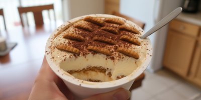 Tiramisu se lžičkou v kelímku