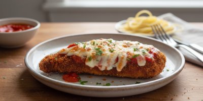 Křupavé kuře v parmezánu, rajčatová omáčka a sýr. Recept, ke kterému se budete zaručeně vracet