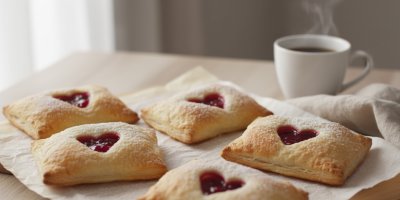 Romantické obálky z listového těsta plněné marmeládou, které letos ovládnou Valentýna