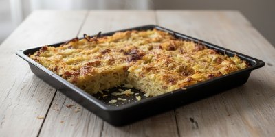 Zapomeňte na smažení: Pečený bramborák z jednoho plechu se zelím a uzeným u nás doma zmizí vždy dřív, než vychladne