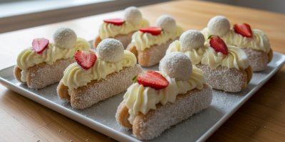 Nepečené kokosové mini zákusky z cukrářských piškotů s mascarpone krémem