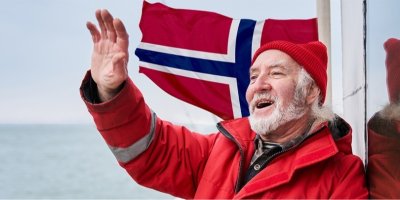 Norský rybář na lovu ryb