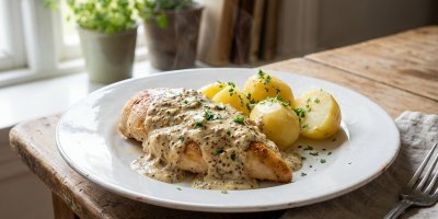 Kuřecí prsa v hořčičné smetanové omáčce jako rychlá večeře z pár surovin