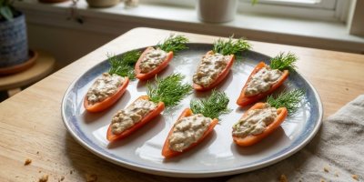 Paprikové mrkvičky s jarní pomazánkou: Rychlé pohoštění bez vaření, které zaujme vzhledem i chutí