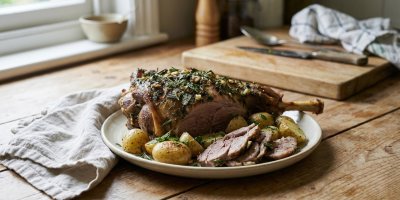 Velikonoční jehněčí s medvědím česnekem (nebo kopřivami) a jarními bramborami