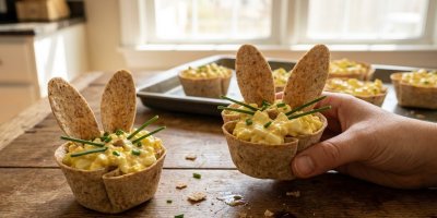 Velikonoční hit z instagramu: Jednoduché košíčky z tortilly s vaječnou pomazánkou