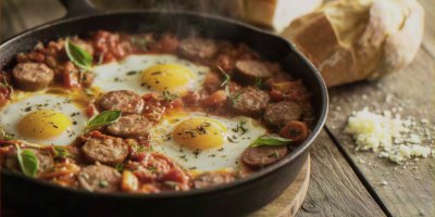 Domácí buřtguláš z pikantní klobásy s vejci: Recept z jedné pánve hotový do půl hodiny