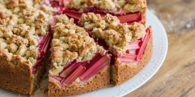 Sezona rebarbory je tady a tenhle koláč je jeden z nejlepších způsobů, jak ji využít. Svěží, vláčný s křupavou drobenkou