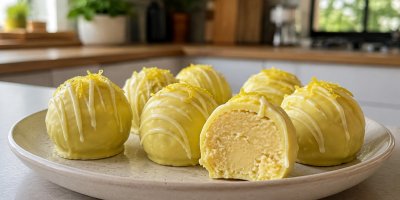 Citronové kuličky s proteinem v bílé čokoládě jsou bez pečení a svěží chuť jim dodá vařený citron