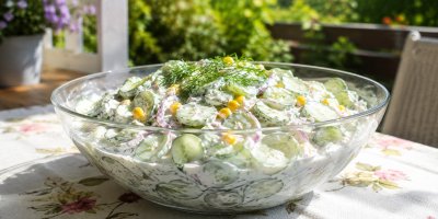Osvěžující okurkový salát s kukuřicí a jogurtovou zálivkou: Lehký recept ke grilování i jen tak na vidličku k obědu