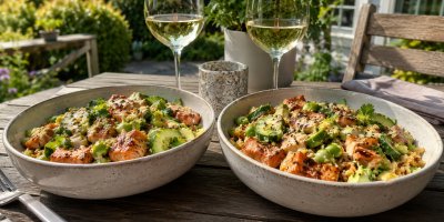 Křupavá rýže, losos a sweet chilli zálivka: Virální salát chutná jako sushi bowl z trouby