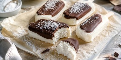 High protein mražené kokosové tyčinky s čokoládou, které v létě nahradí zmrzlinu
