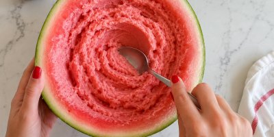 Recept na virální melounovou zmrzlinu ze 2 surovin. Připravíte ji přímo ve slupce bez zmrzlinovače