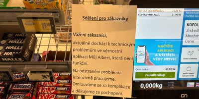 Oznámení v řetězci Albert o nefunkční aplikaci Můj Albert