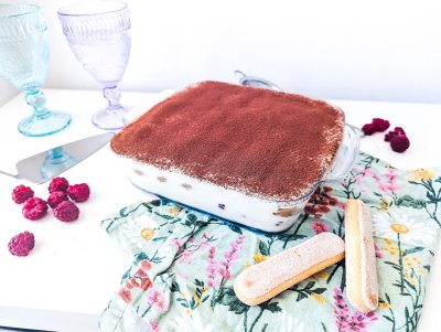 Malinové tiramisu v pečicí formě
