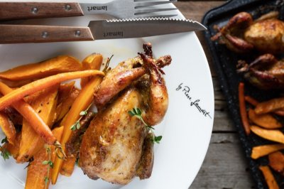 Pečené křepelky s tymiánovou hořčicí