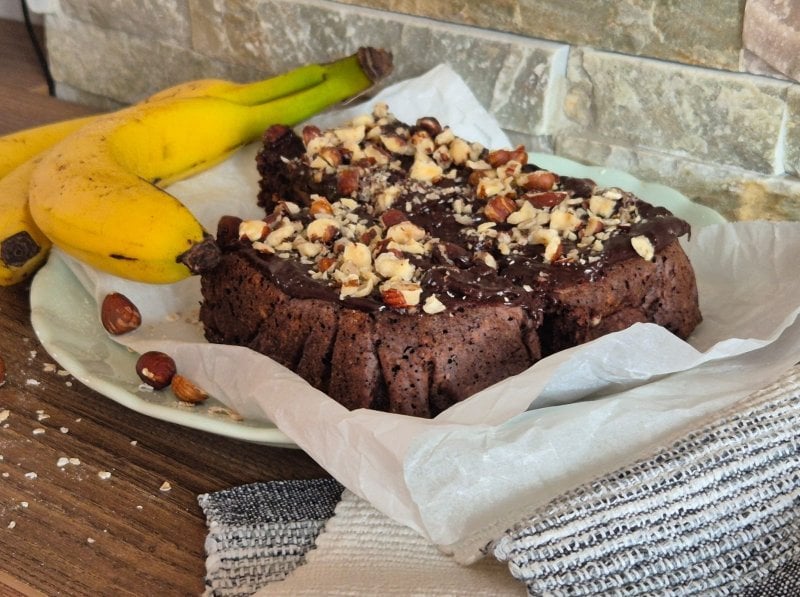 Banánovo-kakaová buchta z ovesných vloček