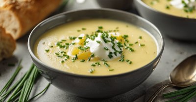 Krémová polévka s bramborami a pažitkou