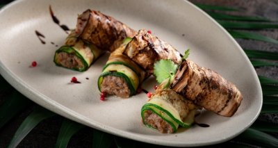 Plněné cuketové rolky s pečenými brambory