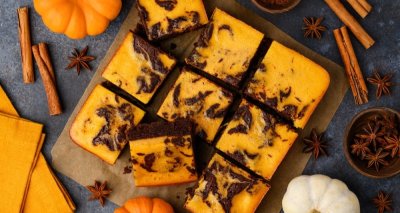 Dýňové mramorové brownies kostky