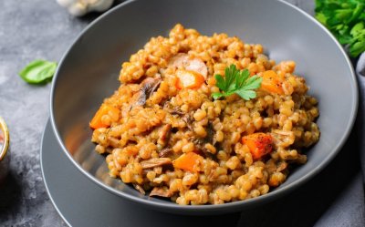 Houbový bulgur s pečenou dýní