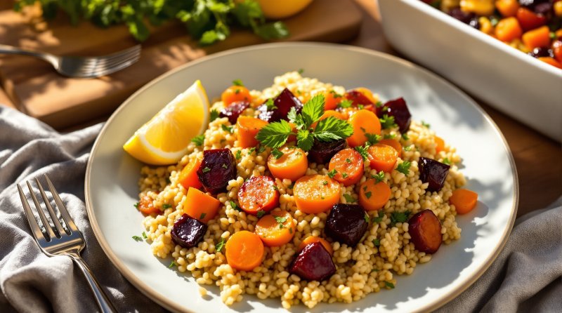 Citronový bulgur s pečenou kořenovou zeleninou