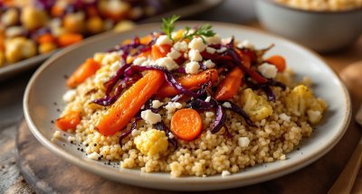 Bulgur s pečenou zimní zeleninou a brynzou